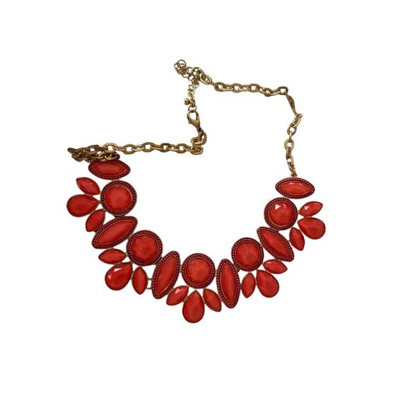 Francesca`s Collection Coral Gold Bib Necklace w/ Lobster Clasp - Picture 9 of 9